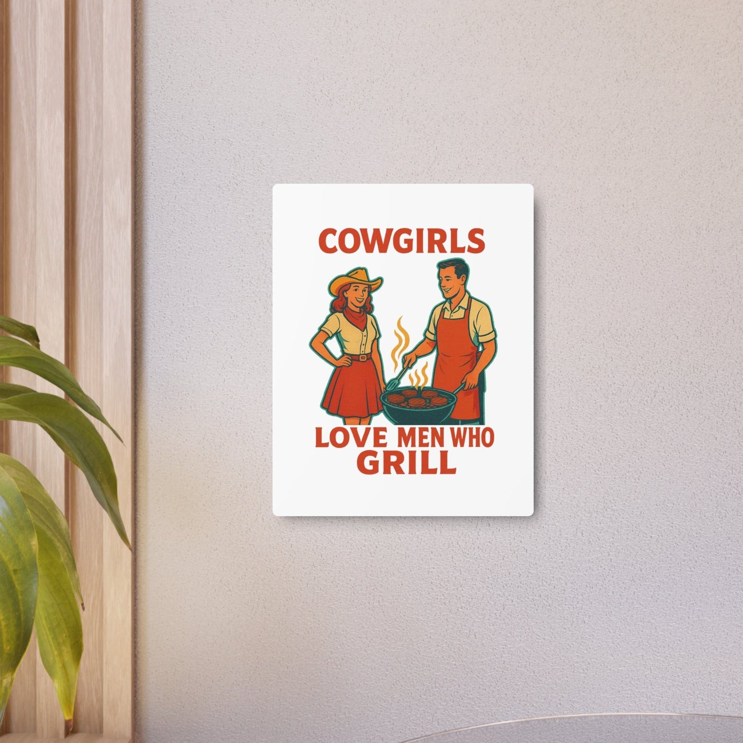 Retro Kitchen Metal Art Sign - 'Love Men Who Grill' Wall Decor, Vintage Cooking Decor, BBQ Gift, Kitchen Wall Art, Homewarming Gift