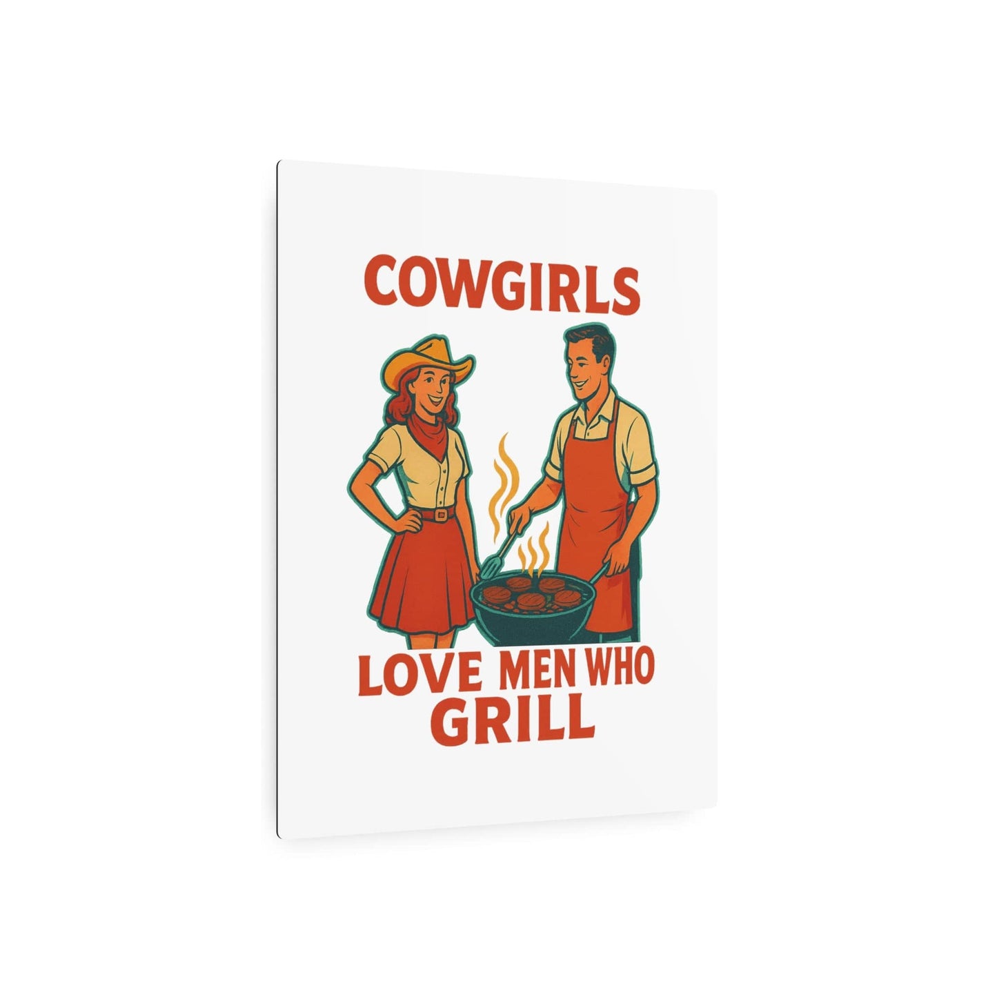 Retro Kitchen Metal Art Sign - 'Love Men Who Grill' Wall Decor, Vintage Cooking Decor, BBQ Gift, Kitchen Wall Art, Homewarming Gift
