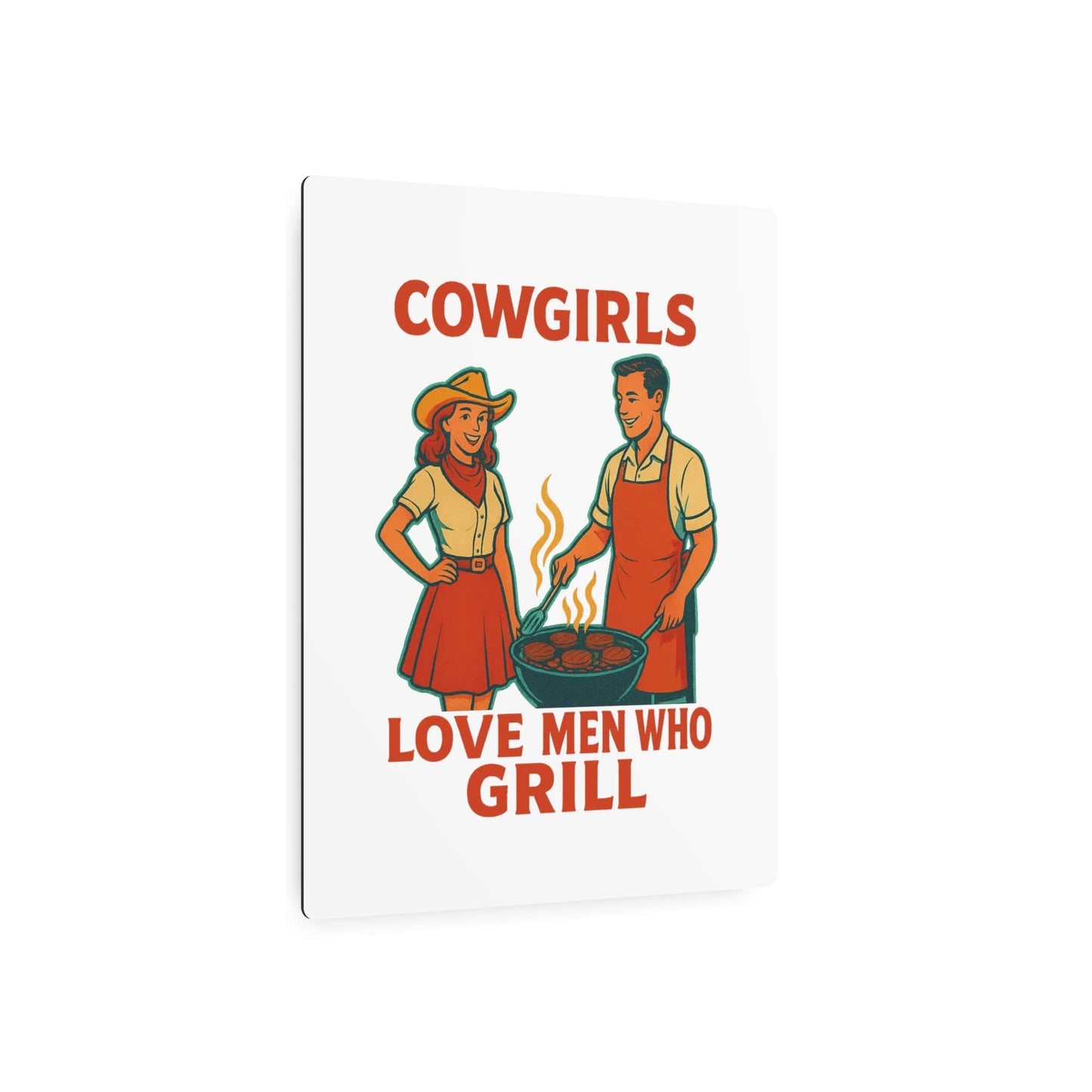 Retro Kitchen Metal Art Sign - 'Love Men Who Grill' Wall Decor, Vintage Cooking Decor, BBQ Gift, Kitchen Wall Art, Homewarming Gift