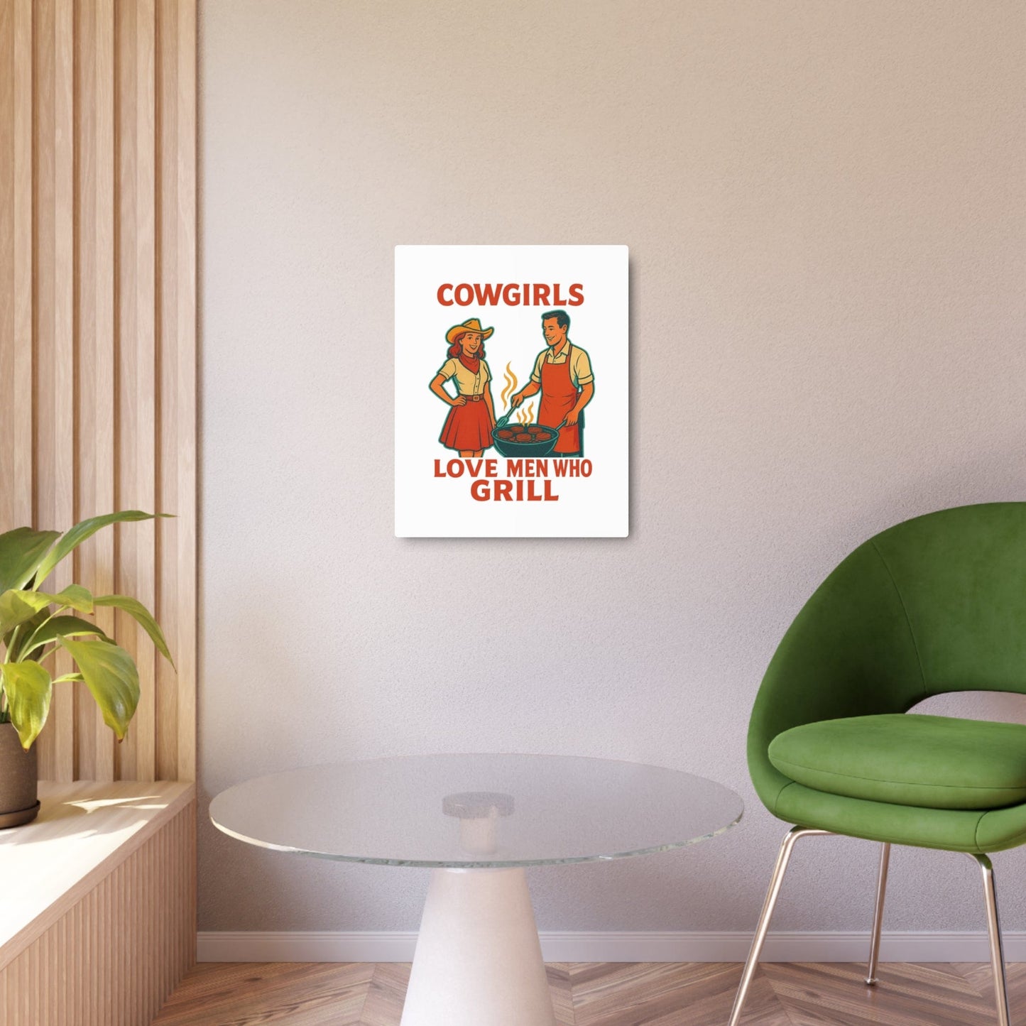 Retro Kitchen Metal Art Sign - 'Love Men Who Grill' Wall Decor, Vintage Cooking Decor, BBQ Gift, Kitchen Wall Art, Homewarming Gift