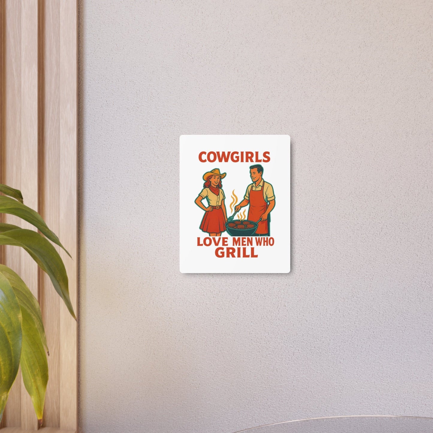 Retro Kitchen Metal Art Sign - 'Love Men Who Grill' Wall Decor, Vintage Cooking Decor, BBQ Gift, Kitchen Wall Art, Homewarming Gift