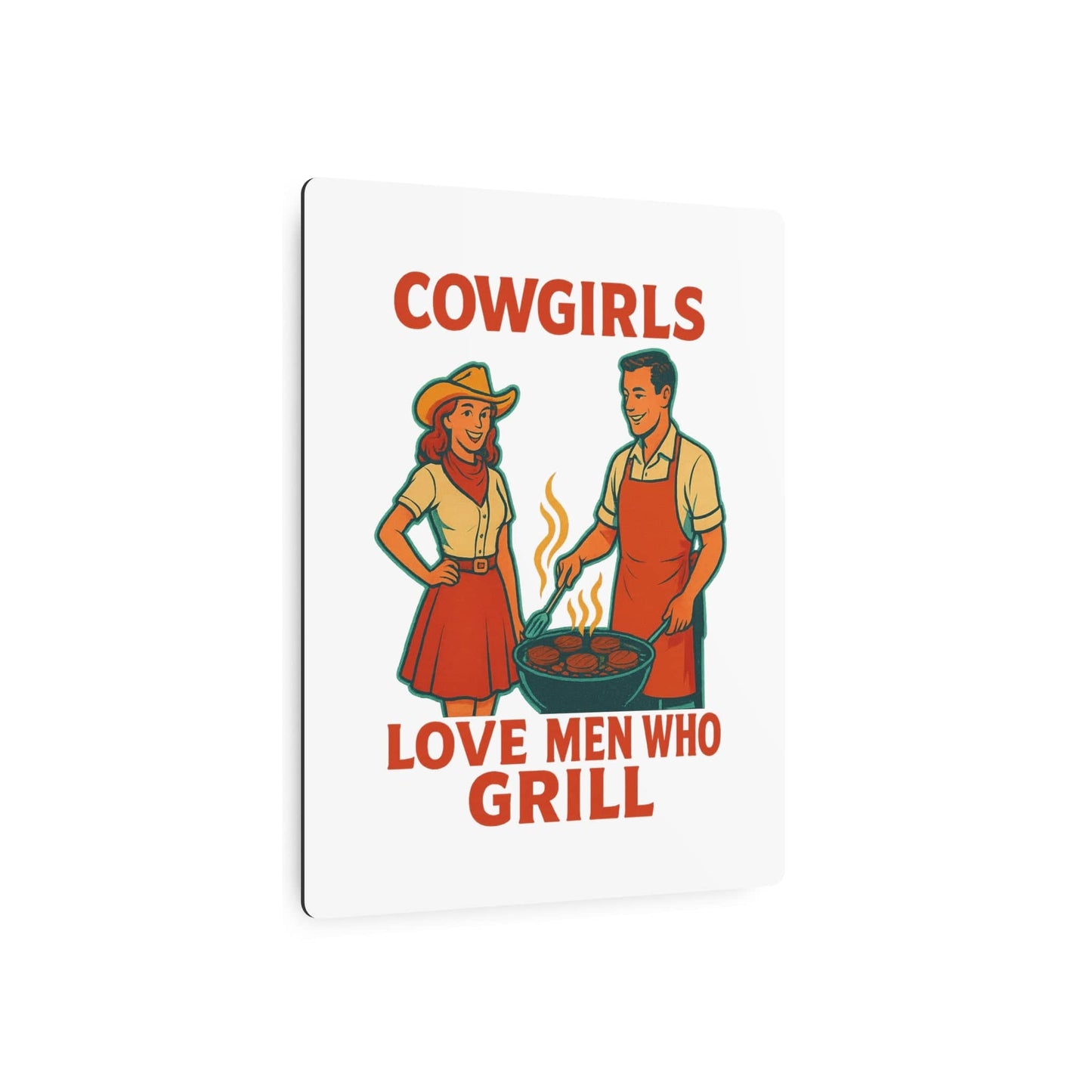 Retro Kitchen Metal Art Sign - 'Love Men Who Grill' Wall Decor, Vintage Cooking Decor, BBQ Gift, Kitchen Wall Art, Homewarming Gift