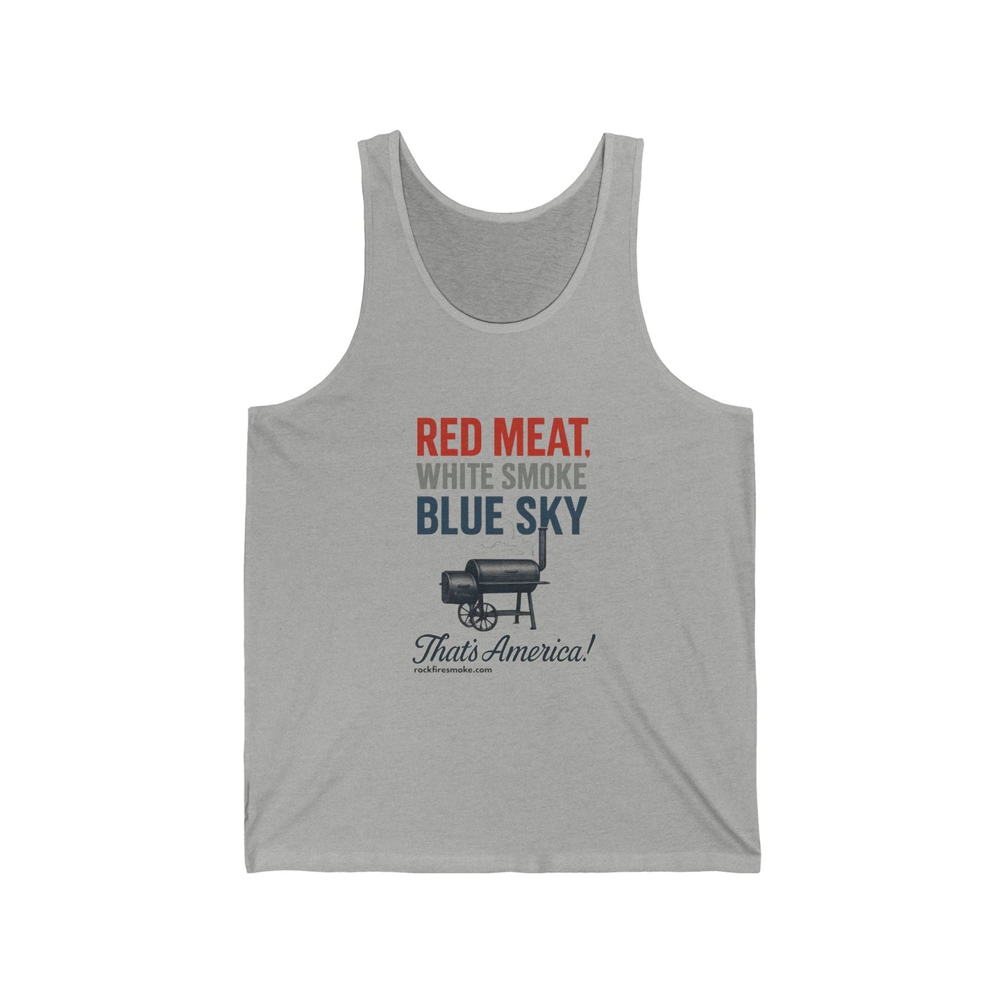 Red Meat BBQ Unisex Tank Top, Grilling Shirt, Independence Day Gift, 4th of July Apparel, Summer Tank, That's America Tee