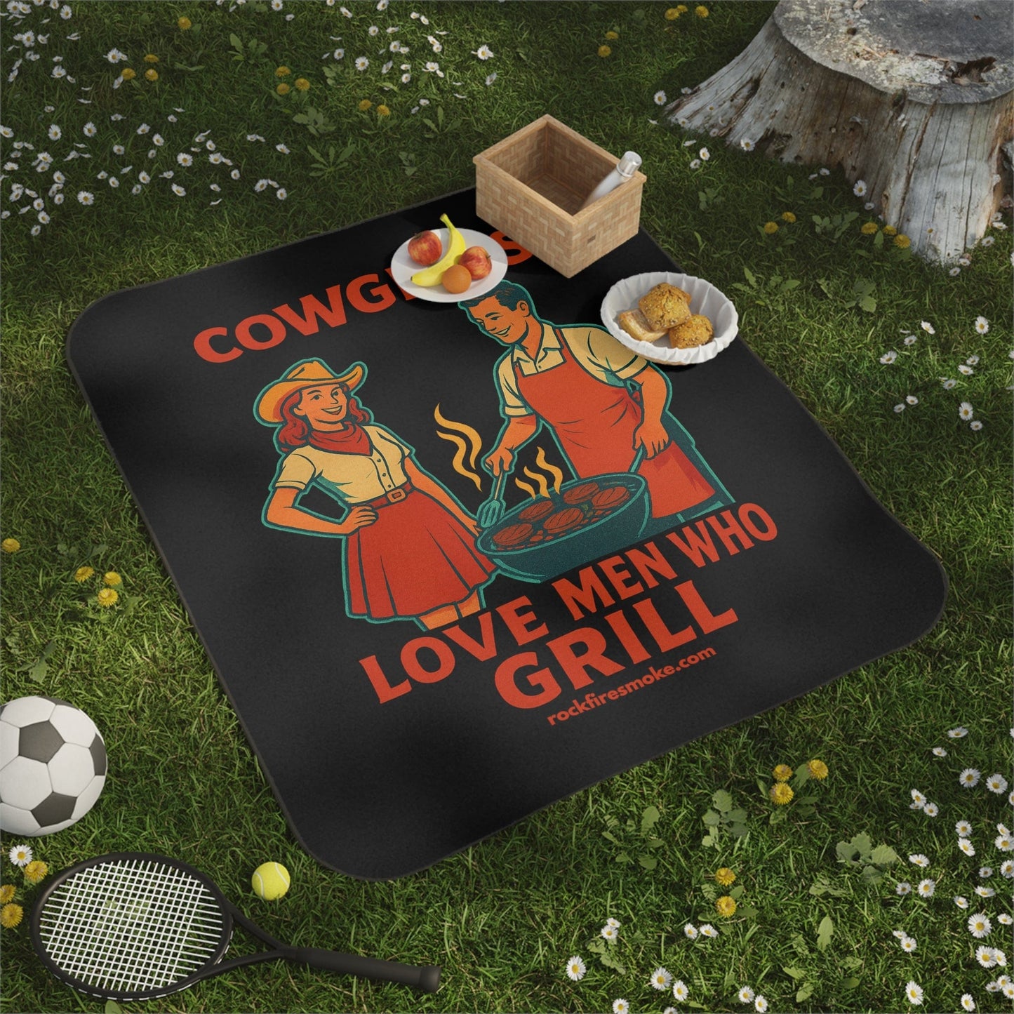 Cowgirls Love Men Who Grill Picnic Blanket, Outdoor Blanket, BBQ Blanket, Camping Gear, Gift for Grill Lovers