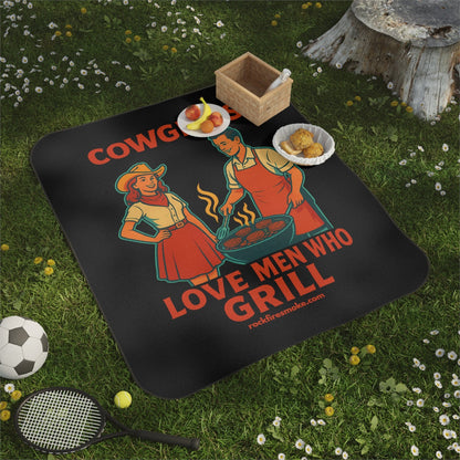 Cowgirls Love Men Who Grill Picnic Blanket, Outdoor Blanket, BBQ Blanket, Camping Gear, Gift for Grill Lovers