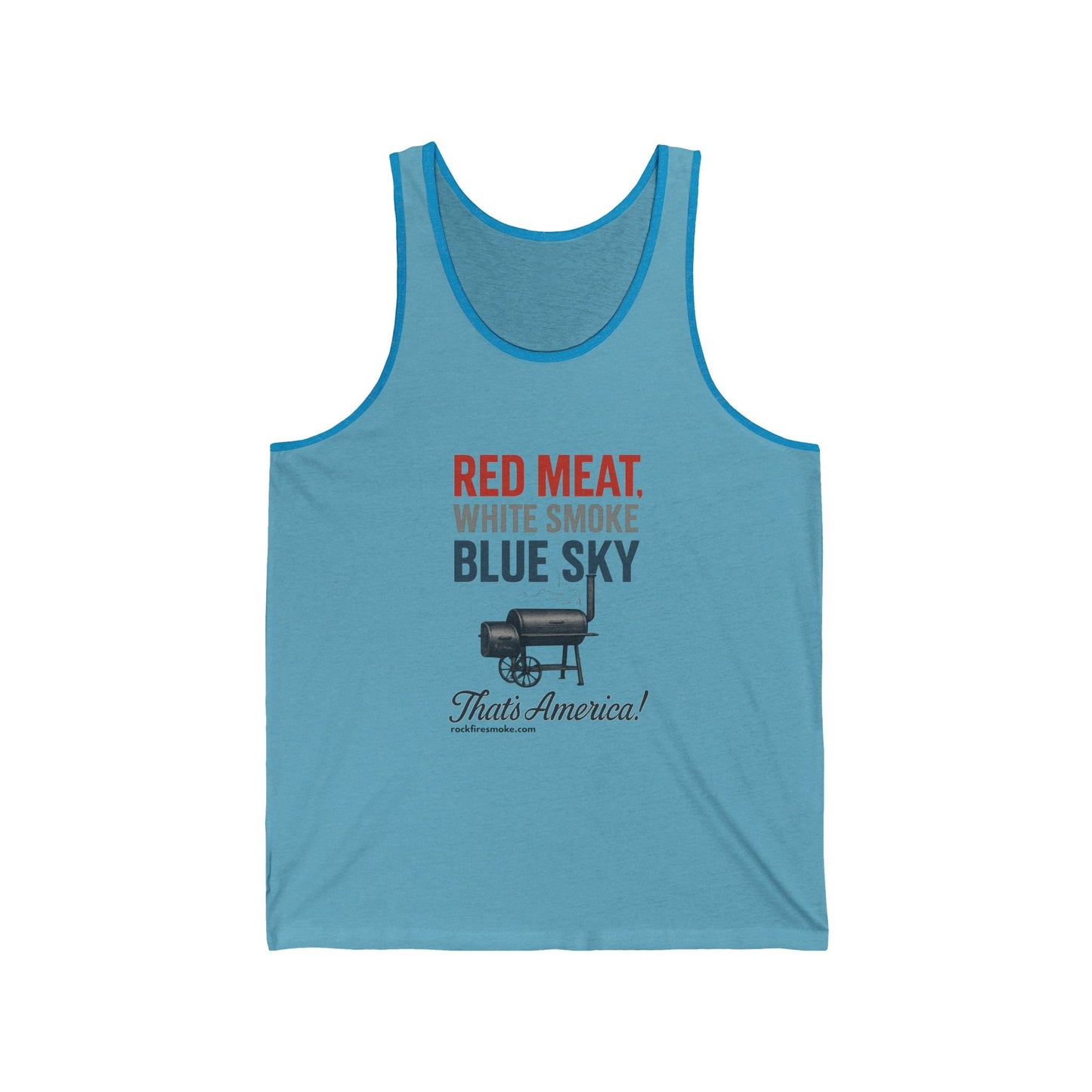 Red Meat BBQ Unisex Tank Top, Grilling Shirt, Independence Day Gift, 4th of July Apparel, Summer Tank, That's America Tee